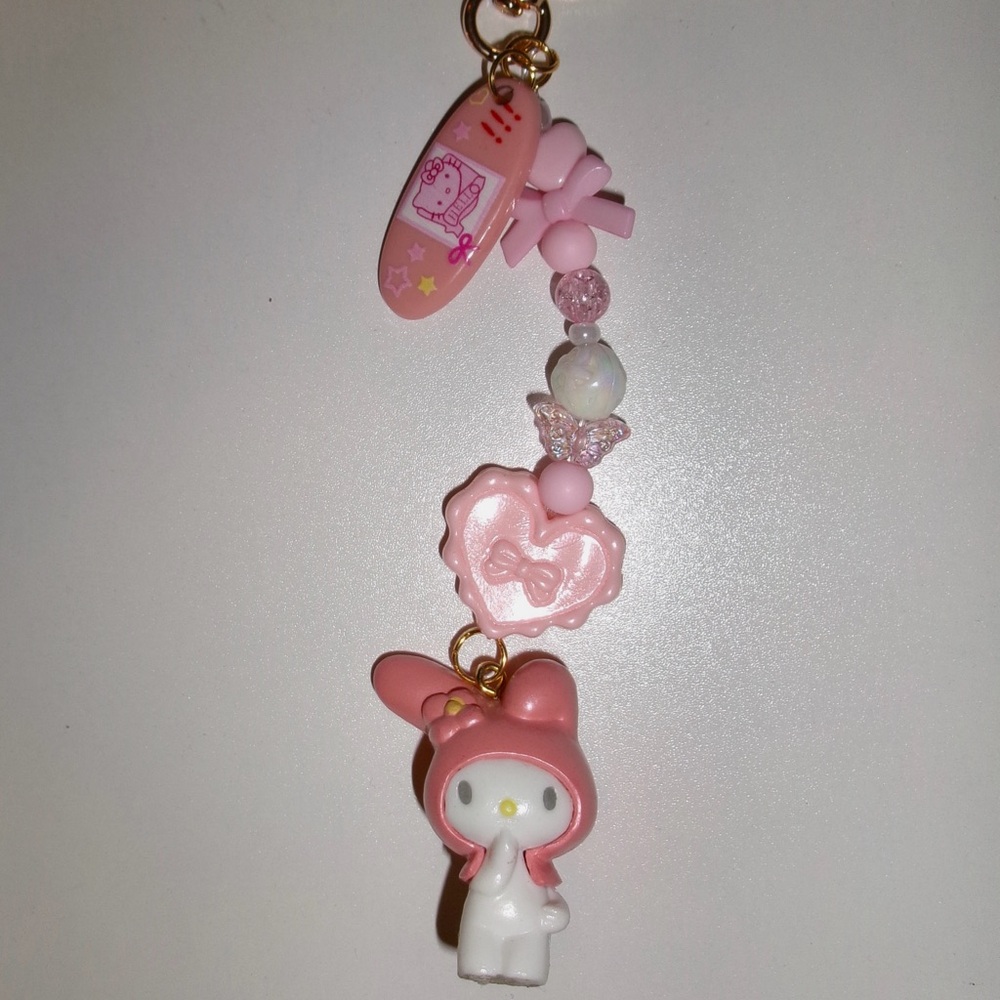 Hello Kitty Pink and White Charm Keychain